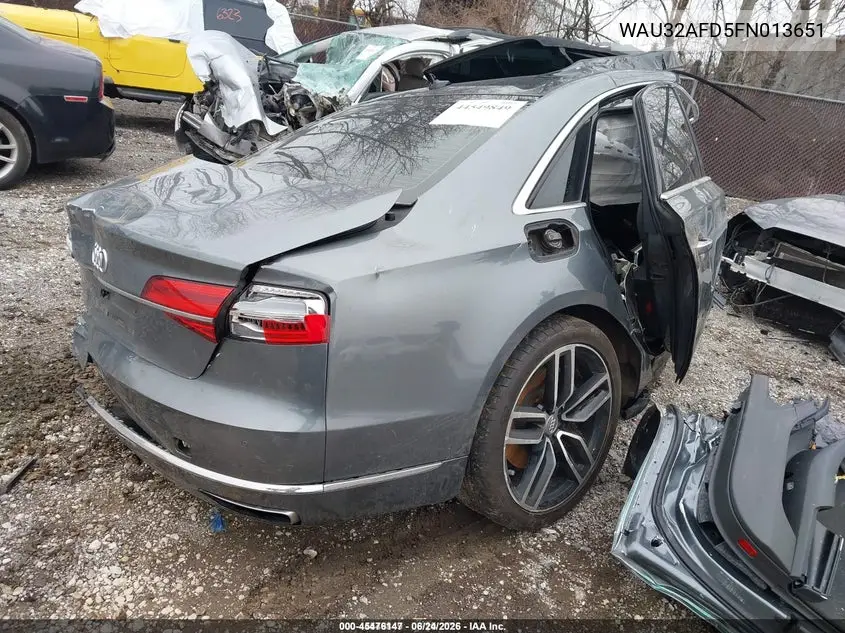 2015 Audi A8 L 4.0T VIN: WAU32AFD5FN013651 Lot: 45476147