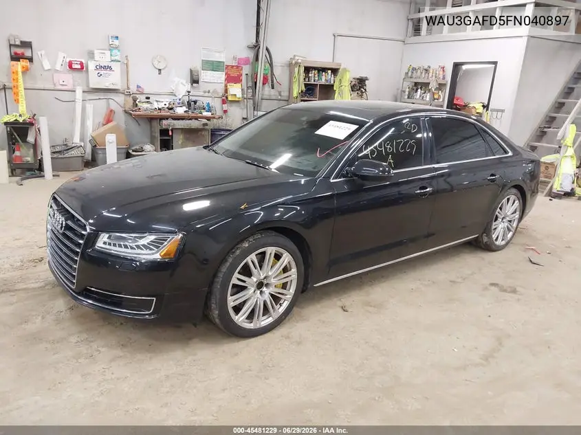 2015 Audi A8 L 3.0T VIN: WAU3GAFD5FN040897 Lot: 45481229