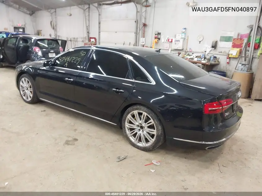 2015 Audi A8 L 3.0T VIN: WAU3GAFD5FN040897 Lot: 45481229