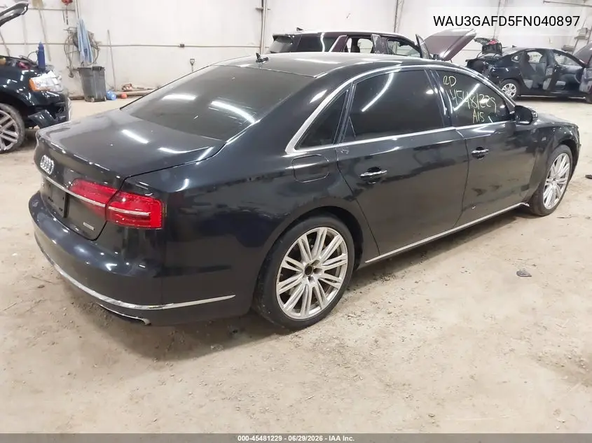 2015 Audi A8 L 3.0T VIN: WAU3GAFD5FN040897 Lot: 45481229