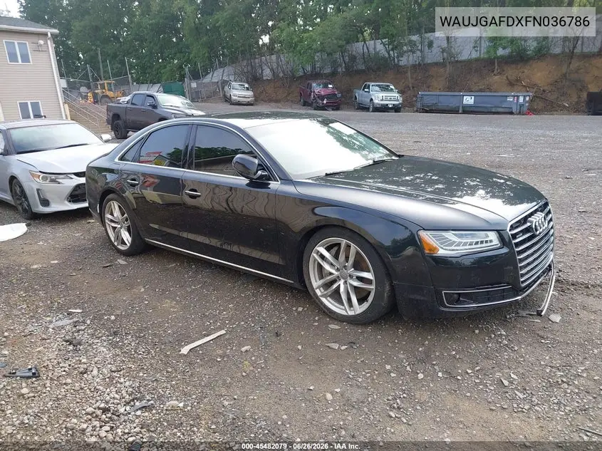 2015 Audi A8 3.0T VIN: WAUJGAFDXFN036786 Lot: 45482079