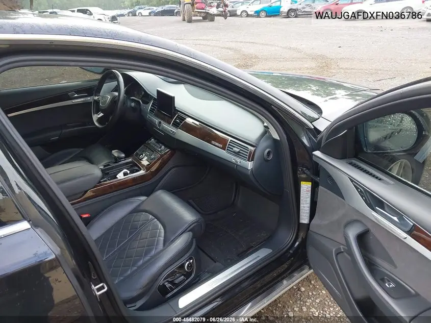 2015 Audi A8 3.0T VIN: WAUJGAFDXFN036786 Lot: 45482079