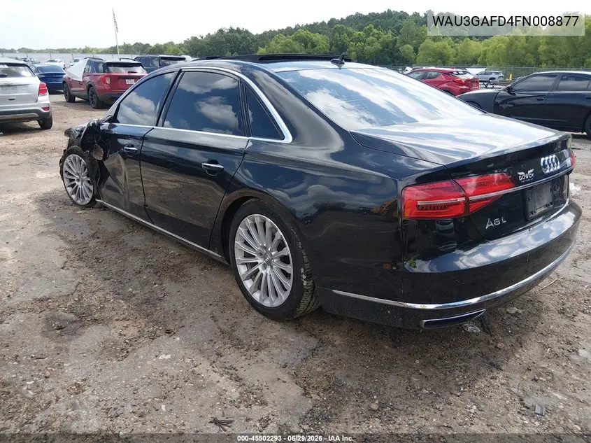 2015 Audi A8 L 3.0T VIN: WAU3GAFD4FN008877 Lot: 45502293