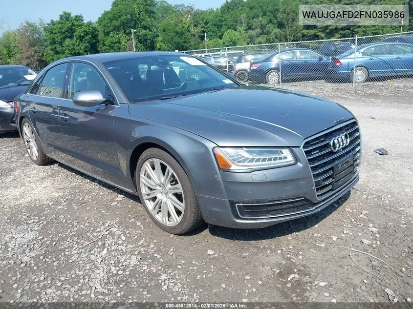 2015 Audi A8 3.0T VIN: WAUJGAFD2FN035986 Lot: 45512914