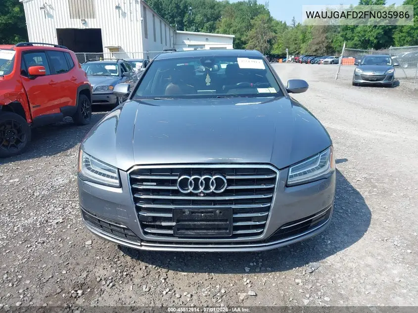 2015 Audi A8 3.0T VIN: WAUJGAFD2FN035986 Lot: 45512914
