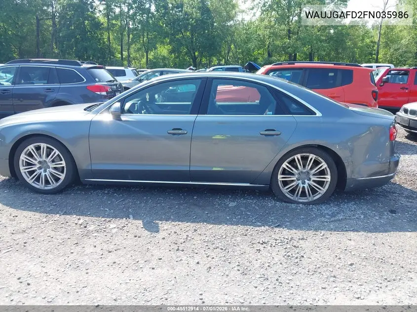 2015 Audi A8 3.0T VIN: WAUJGAFD2FN035986 Lot: 45512914