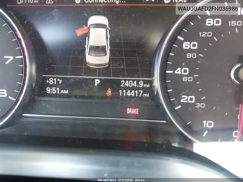 2015 Audi A8 3.0T VIN: WAUJGAFD2FN035986 Lot: 45512914