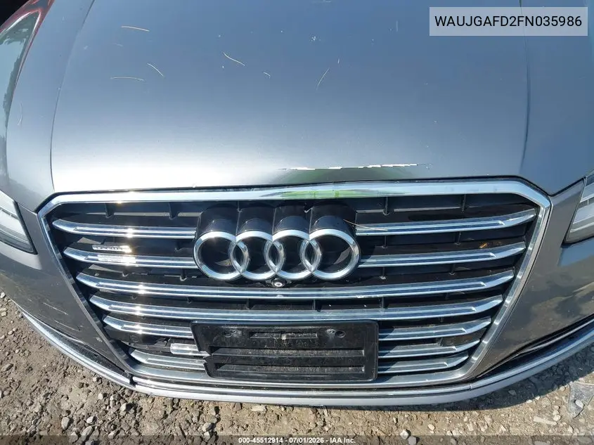 2015 Audi A8 3.0T VIN: WAUJGAFD2FN035986 Lot: 45512914