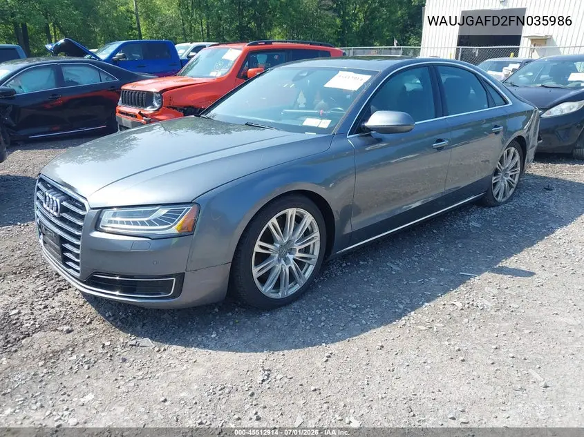 2015 Audi A8 3.0T VIN: WAUJGAFD2FN035986 Lot: 45512914