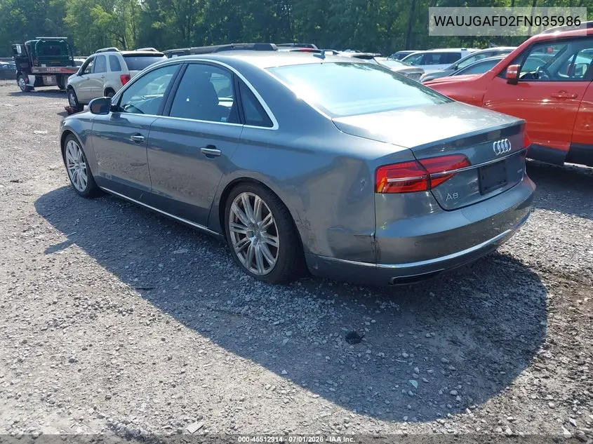 2015 Audi A8 3.0T VIN: WAUJGAFD2FN035986 Lot: 45512914