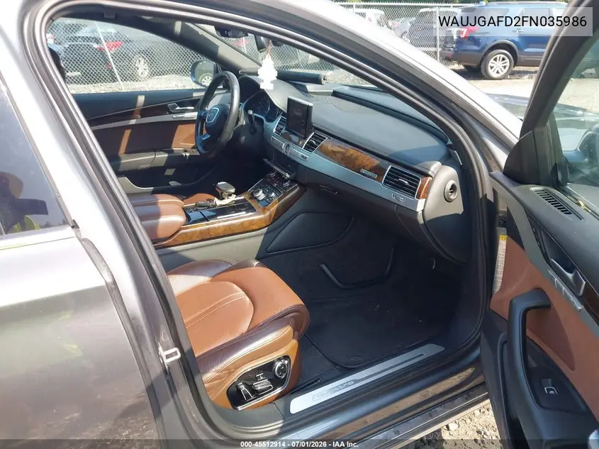 2015 Audi A8 3.0T VIN: WAUJGAFD2FN035986 Lot: 45512914