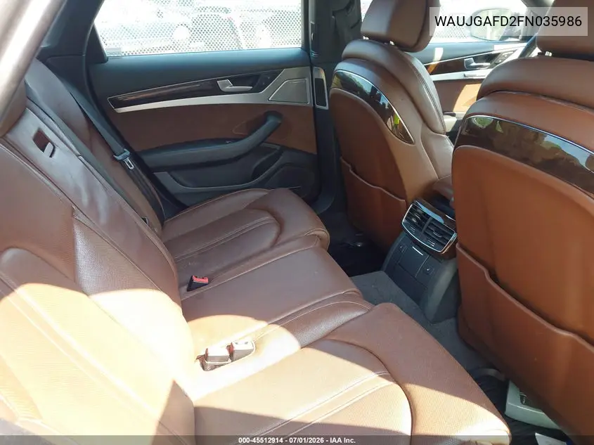 2015 Audi A8 3.0T VIN: WAUJGAFD2FN035986 Lot: 45512914