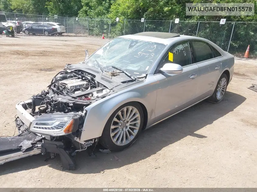 2015 Audi A8 3.0T VIN: WAUJGAFD8FN015578 Lot: 45528100