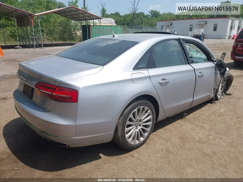 2015 Audi A8 3.0T VIN: WAUJGAFD8FN015578 Lot: 45528100