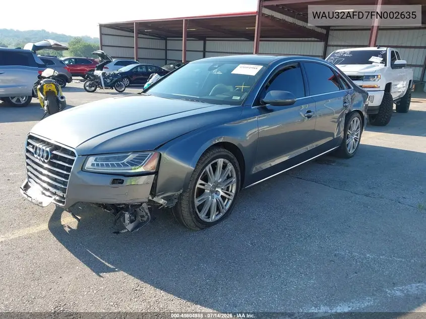 2015 Audi A8 L 4.0T VIN: WAU32AFD7FN002635 Lot: 45604988