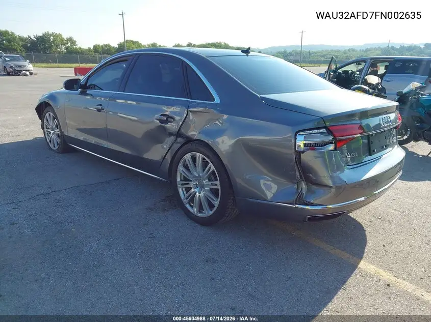 2015 Audi A8 L 4.0T VIN: WAU32AFD7FN002635 Lot: 45604988