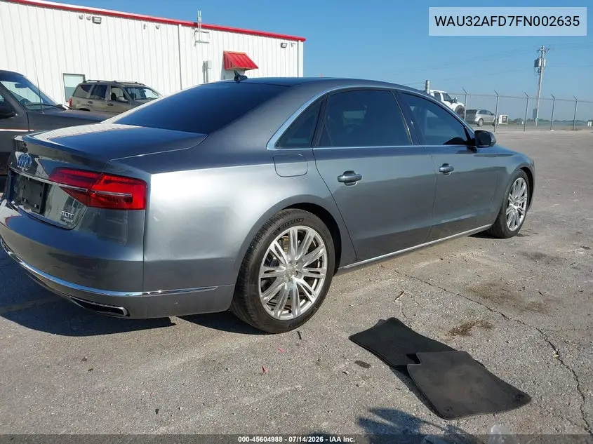 2015 Audi A8 L 4.0T VIN: WAU32AFD7FN002635 Lot: 45604988