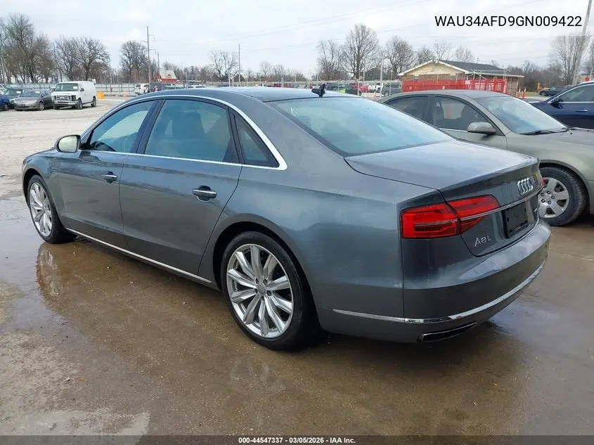 2016 Audi A8 L 3.0T VIN: WAU34AFD9GN009422 Lot: 44547337