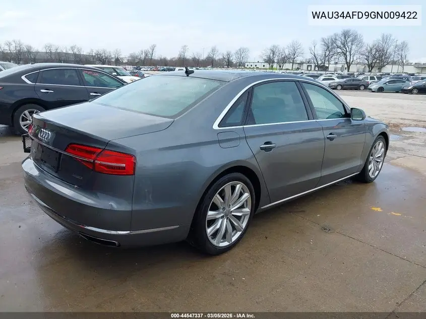 2016 Audi A8 L 3.0T VIN: WAU34AFD9GN009422 Lot: 44547337