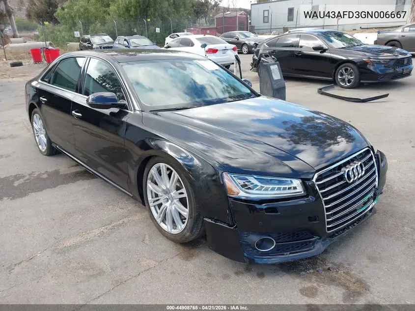 2016 Audi A8 L 4.0T Sport VIN: WAU43AFD3GN006667 Lot: 44908765