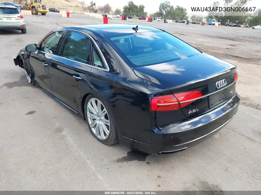 2016 Audi A8 L 4.0T Sport VIN: WAU43AFD3GN006667 Lot: 44908765