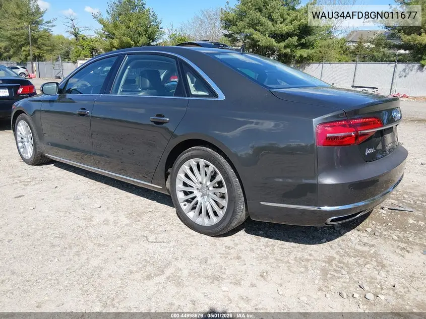 2016 Audi A8 L 3.0T VIN: WAU34AFD8GN011677 Lot: 44998679