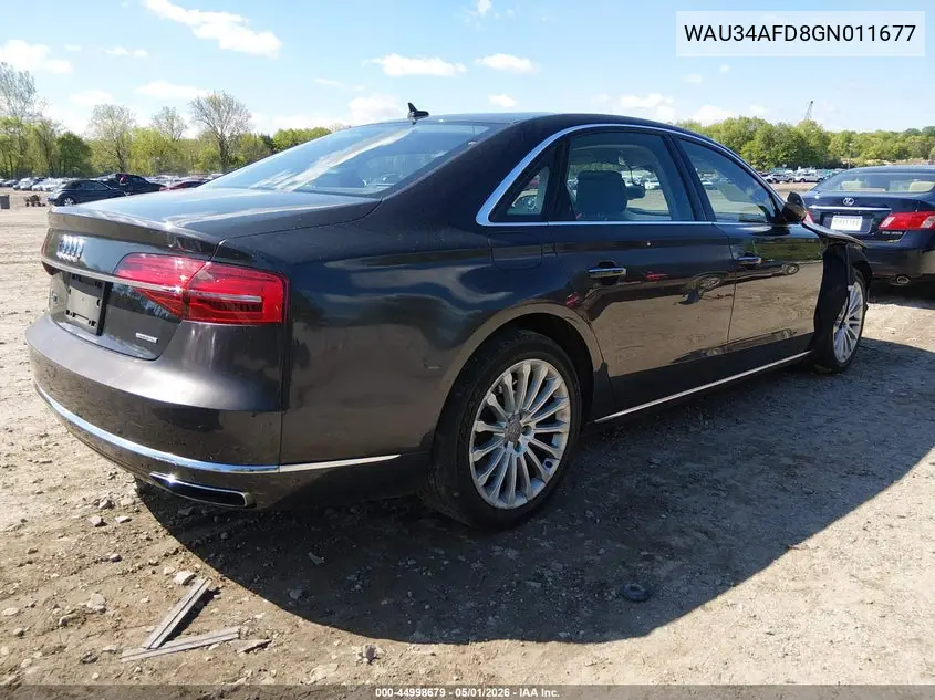 2016 Audi A8 L 3.0T VIN: WAU34AFD8GN011677 Lot: 44998679