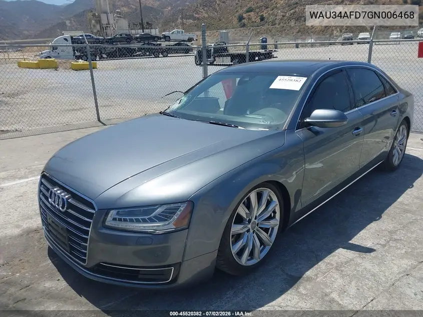 2016 Audi A8 L 3.0T VIN: WAU34AFD7GN006468 Lot: 45520382