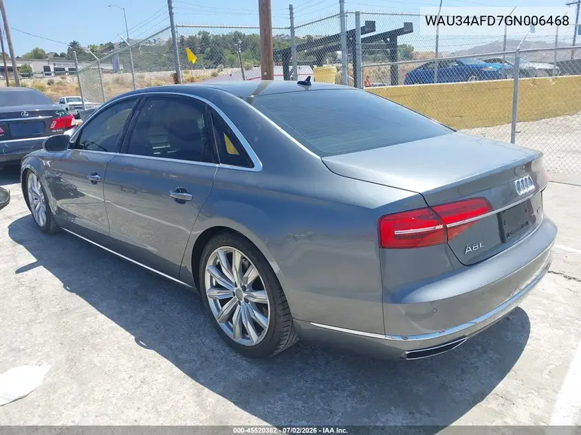 2016 Audi A8 L 3.0T VIN: WAU34AFD7GN006468 Lot: 45520382