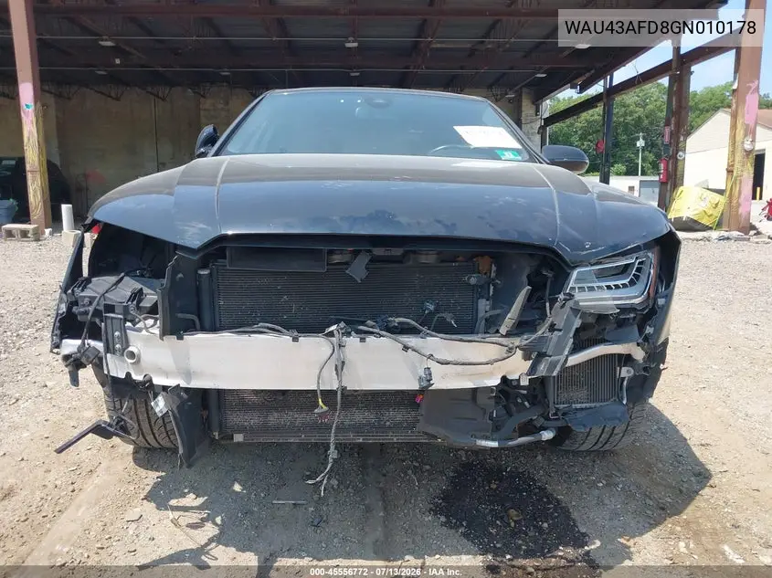 2016 Audi A8 L 4.0T Sport VIN: WAU43AFD8GN010178 Lot: 45556772
