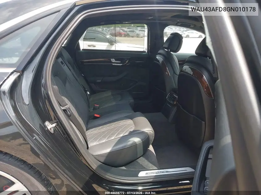 2016 Audi A8 L 4.0T Sport VIN: WAU43AFD8GN010178 Lot: 45556772