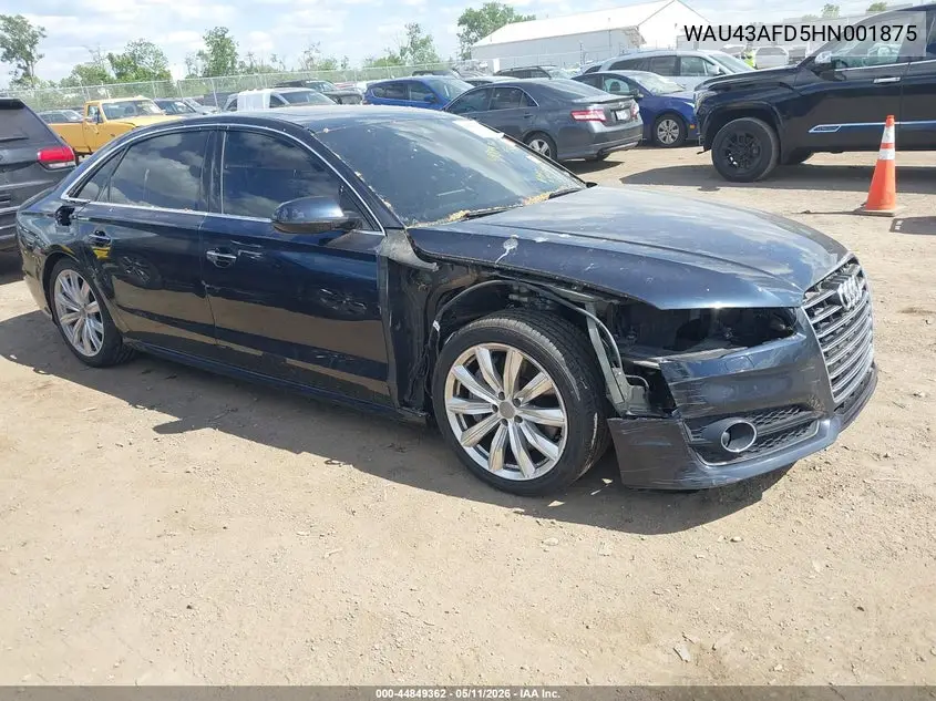 2017 Audi A8 L 4.0T Sport VIN: WAU43AFD5HN001875 Lot: 44849362