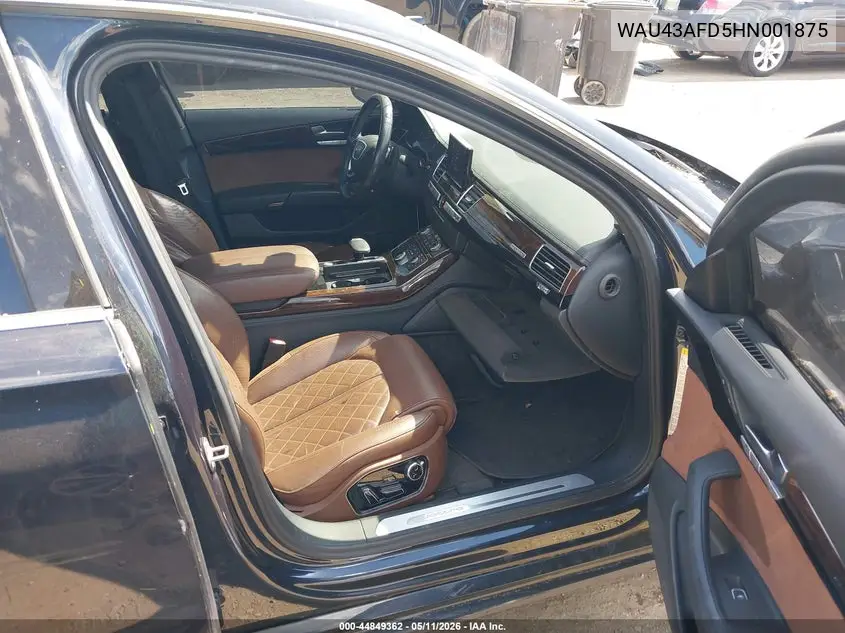 2017 Audi A8 L 4.0T Sport VIN: WAU43AFD5HN001875 Lot: 44849362
