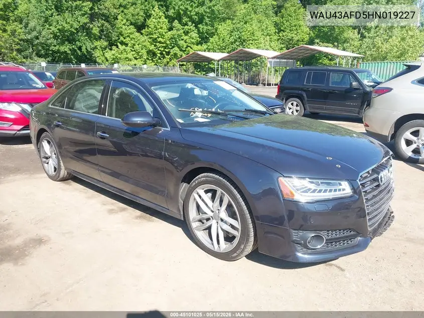 2017 Audi A8 L 4.0T Sport VIN: WAU43AFD5HN019227 Lot: 45101025