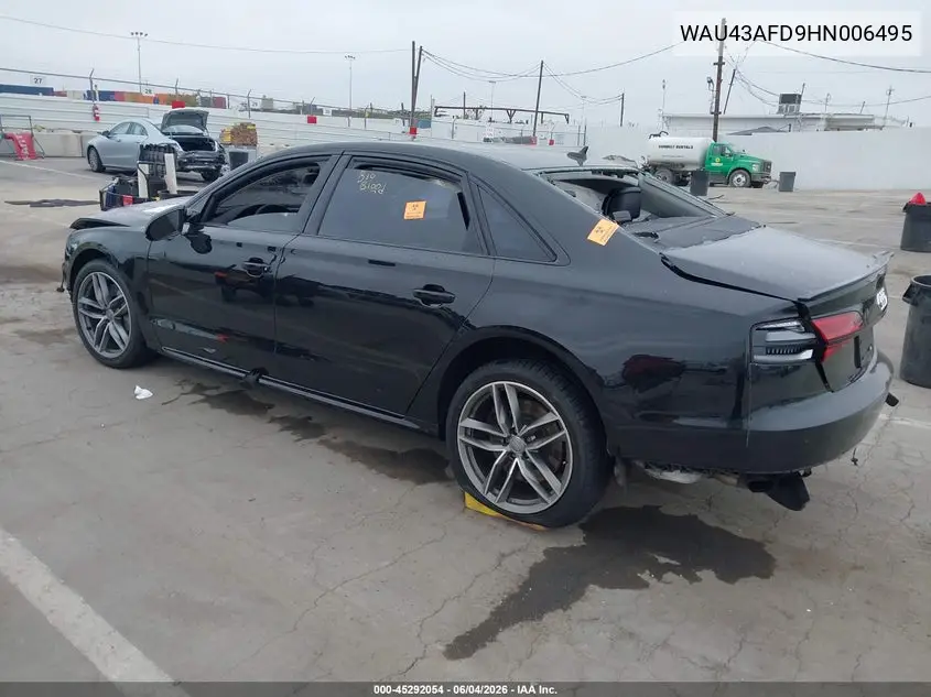 2017 Audi A8 L 4.0T Sport VIN: WAU43AFD9HN006495 Lot: 45292054