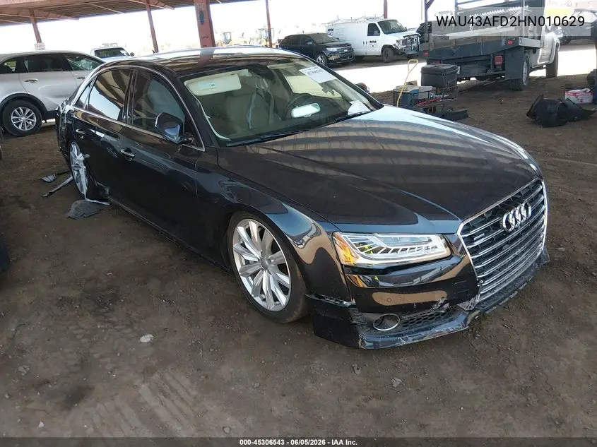 2017 Audi A8 L Sport VIN: WAU43AFD2HN010629 Lot: 45306543