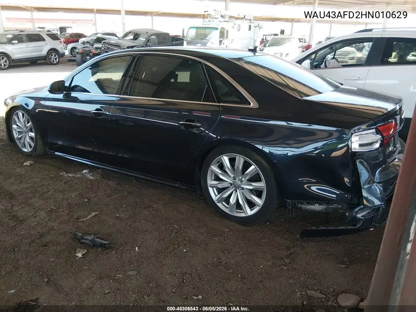 2017 Audi A8 L Sport VIN: WAU43AFD2HN010629 Lot: 45306543