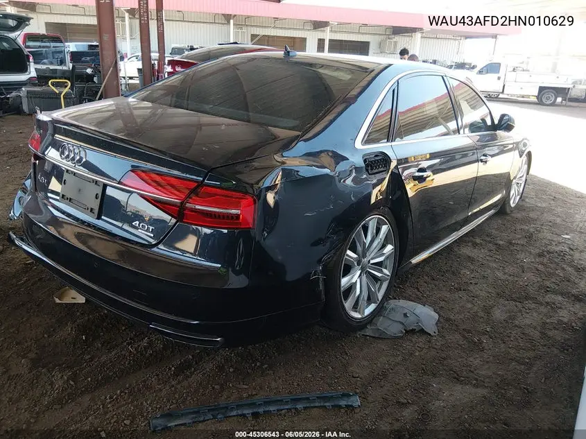 2017 Audi A8 L Sport VIN: WAU43AFD2HN010629 Lot: 45306543