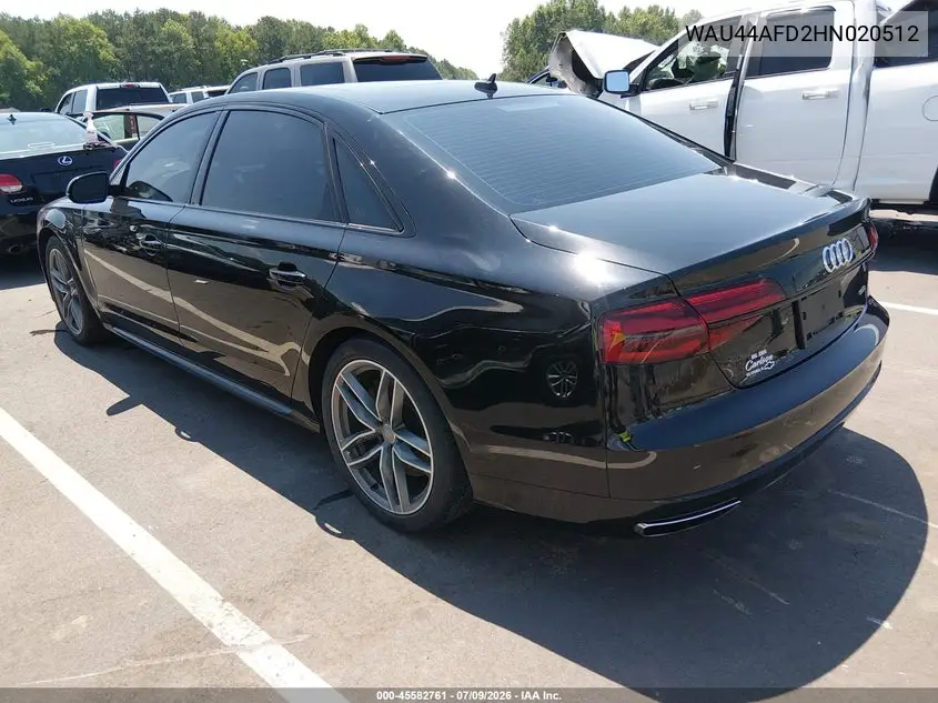 2017 Audi A8 L L 3.0T (Tiptronic) (No Longer Available For Ordering) VIN: WAU44AFD2HN020512 Lot: 45582761
