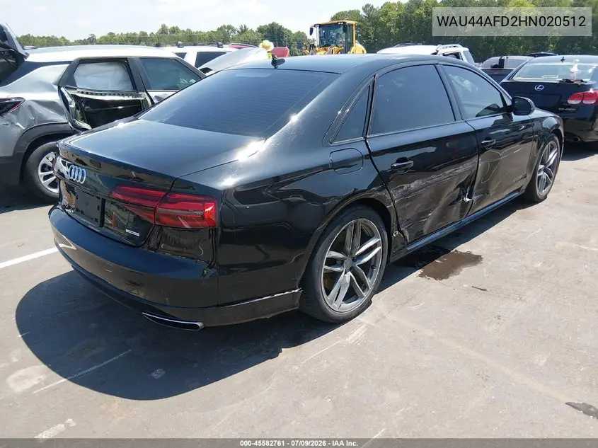 2017 Audi A8 L L 3.0T (Tiptronic) (No Longer Available For Ordering) VIN: WAU44AFD2HN020512 Lot: 45582761
