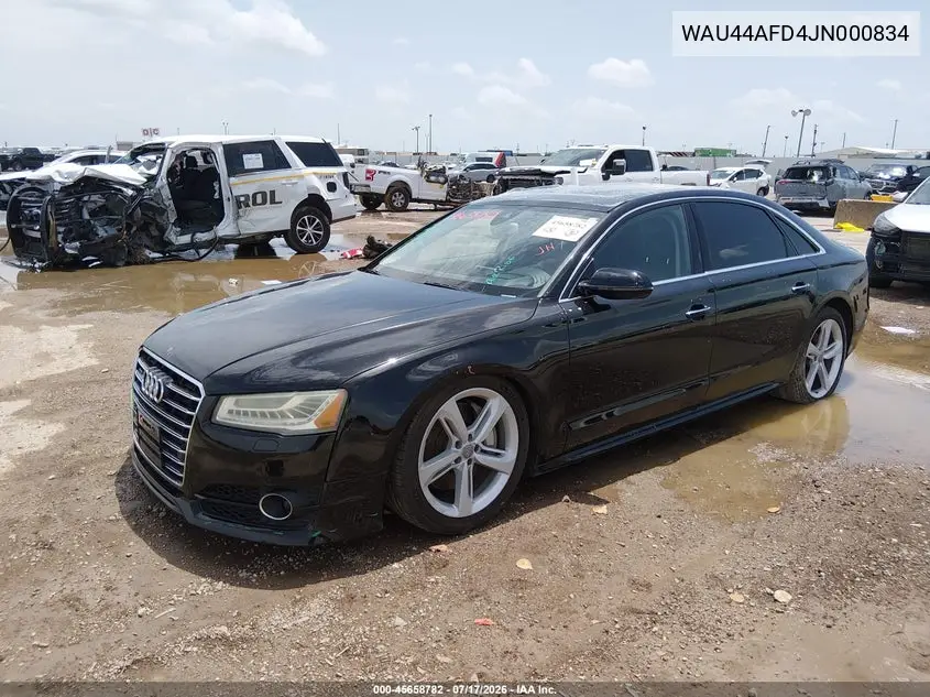 2018 Audi A8 L 3.0T VIN: WAU44AFD4JN000834 Lot: 45658782