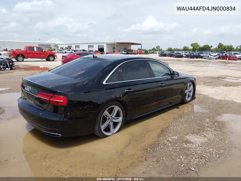 2018 Audi A8 L 3.0T VIN: WAU44AFD4JN000834 Lot: 45658782