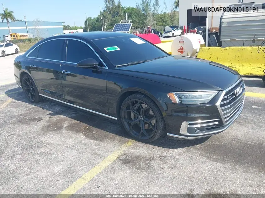 2019 Audi A8 L 55 VIN: WAU8DAF80KN015191 Lot: 45088528