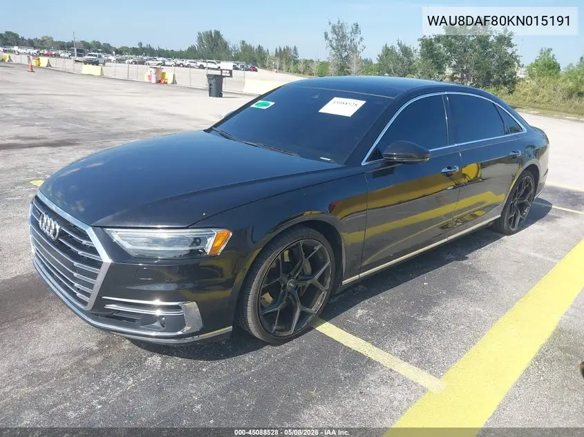 2019 Audi A8 L 55 VIN: WAU8DAF80KN015191 Lot: 45088528