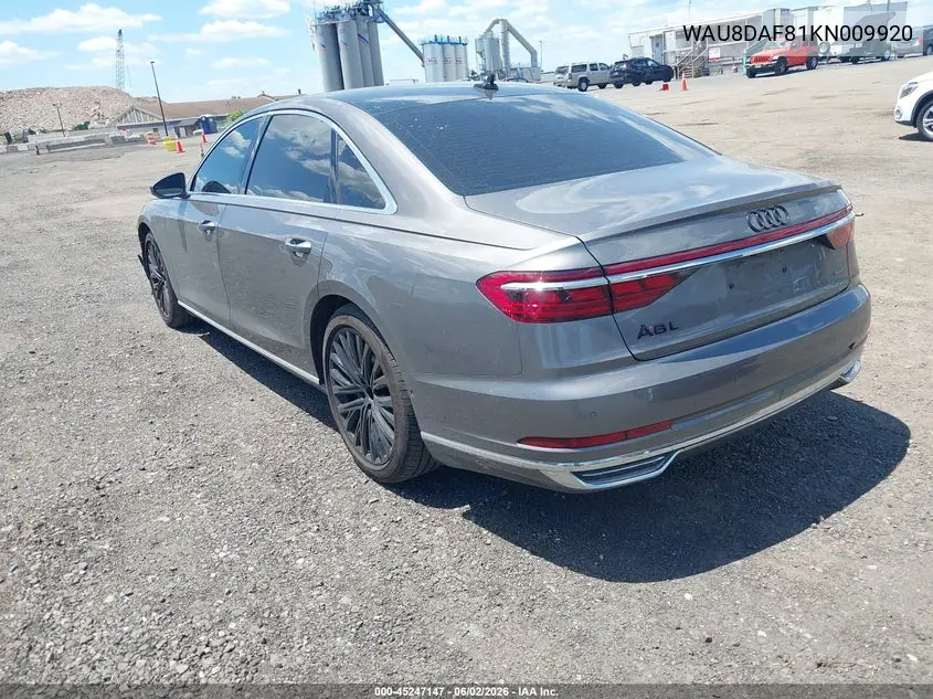 2019 Audi A8 L 55 VIN: WAU8DAF81KN009920 Lot: 45247147