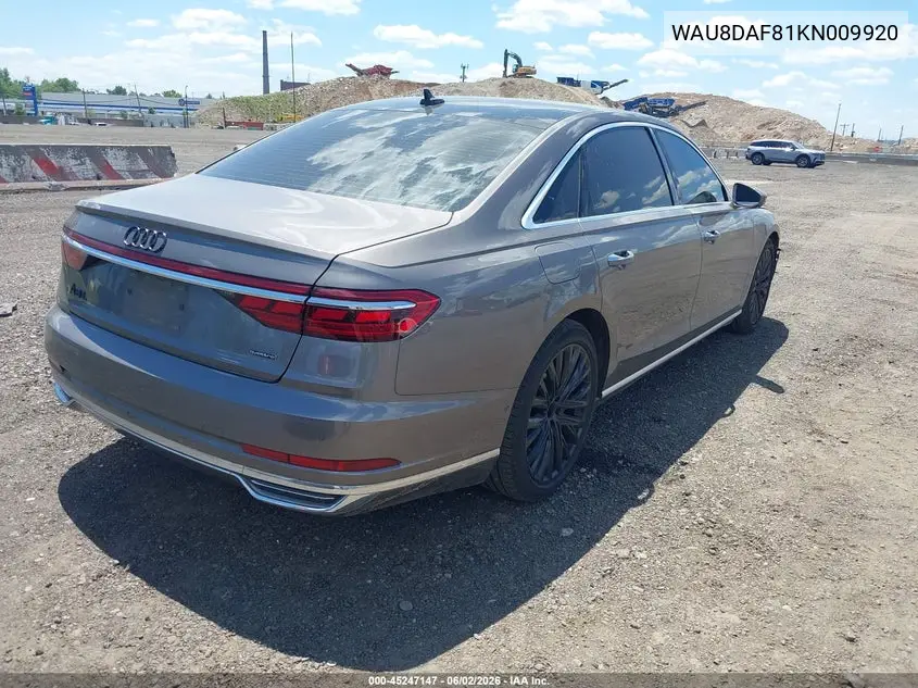 2019 Audi A8 L 55 VIN: WAU8DAF81KN009920 Lot: 45247147