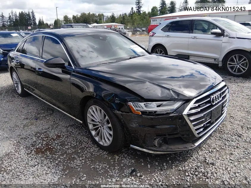 2019 Audi A8 L 55 VIN: WAU8DAF84KN015243 Lot: 45486368