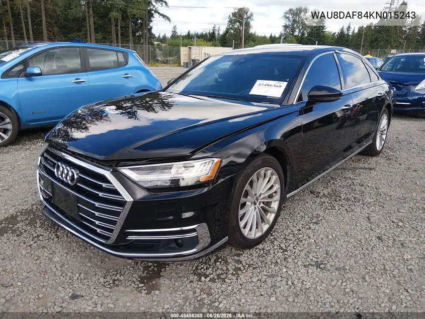 2019 Audi A8 L 55 VIN: WAU8DAF84KN015243 Lot: 45486368