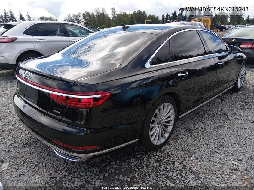 2019 Audi A8 L 55 VIN: WAU8DAF84KN015243 Lot: 45486368