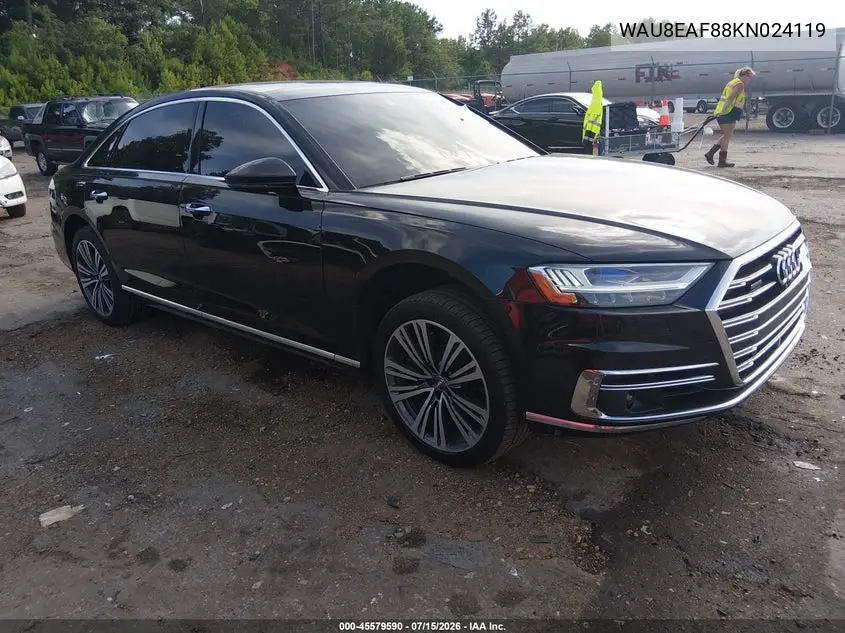 2019 Audi A8 L 60 VIN: WAU8EAF88KN024119 Lot: 45579590